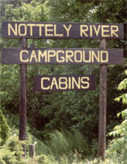 Sign is located beside entrance to Nottely River Campground.