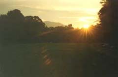 Sunset over the playing field